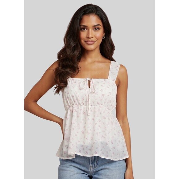 NWT Sugar Lips Ditsy Floral Empire Waist Babydoll Top | Romantic Coquette Fairy - Picture 2 of 16